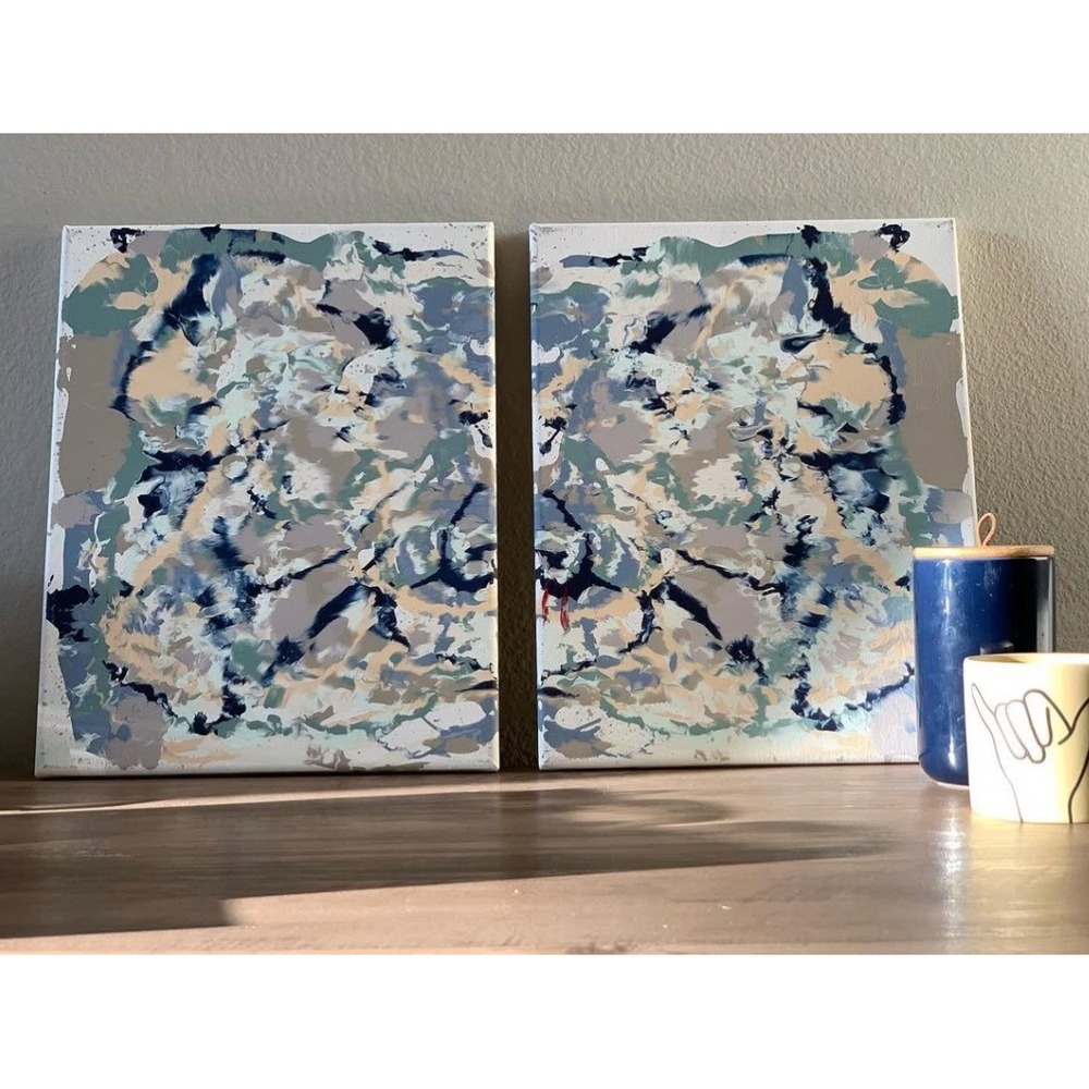 Original Abstract Painting Set 11x14 Canvas Art "Sandy Waves"